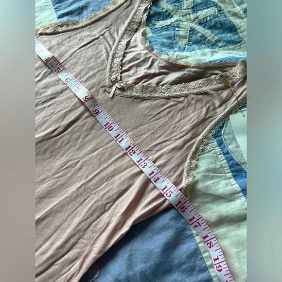 Light Pink Dainty Coquette Lace Trim Bow Detail Sleeveless Tank Top XL - Picture 2 of 4